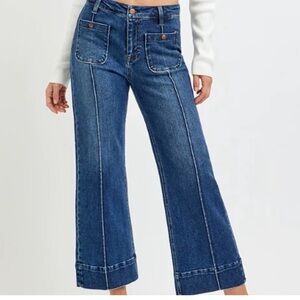 Risen Kolbie Cropped Wide-Leg Jeans Patch Pockets Size 31/13